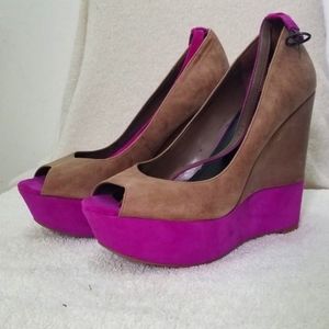 Women's Jessica Simpson shoes 8.5 Brown/Purple, Wedge/Platform.